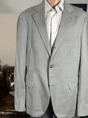 Brunello Cucinelli Gray Cotton Birdseye Nailhead Blazer Sportcoat 54IT 42R US